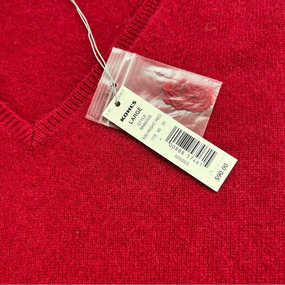 Apt. 9 🆕 Cashmere V Neck Sweater Size L Academia Preppy Misses Red Easter Spring - Picture 4 of 9